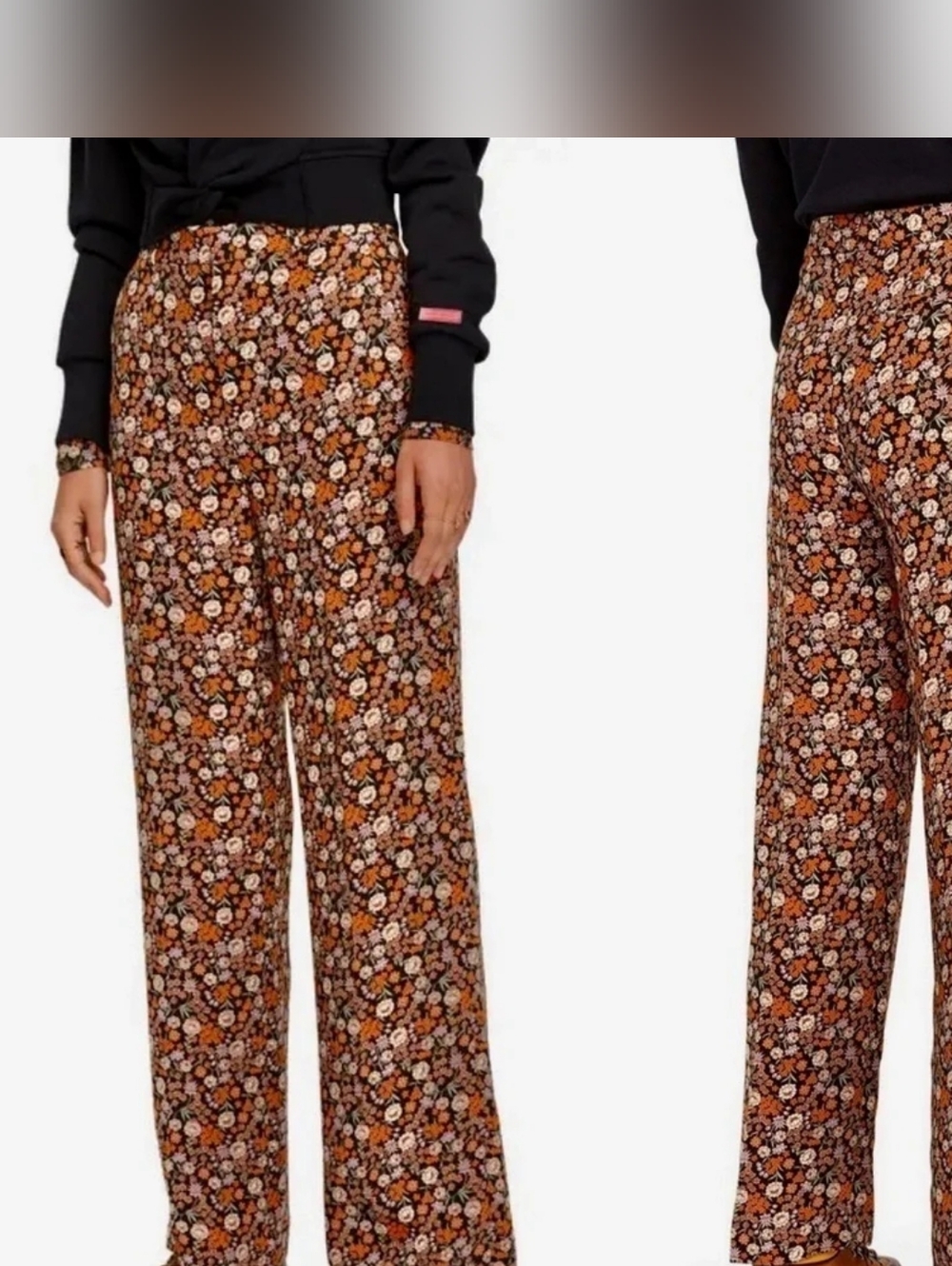 Scotch & Soda Brown & Orange Floral Wide-Leg Pants